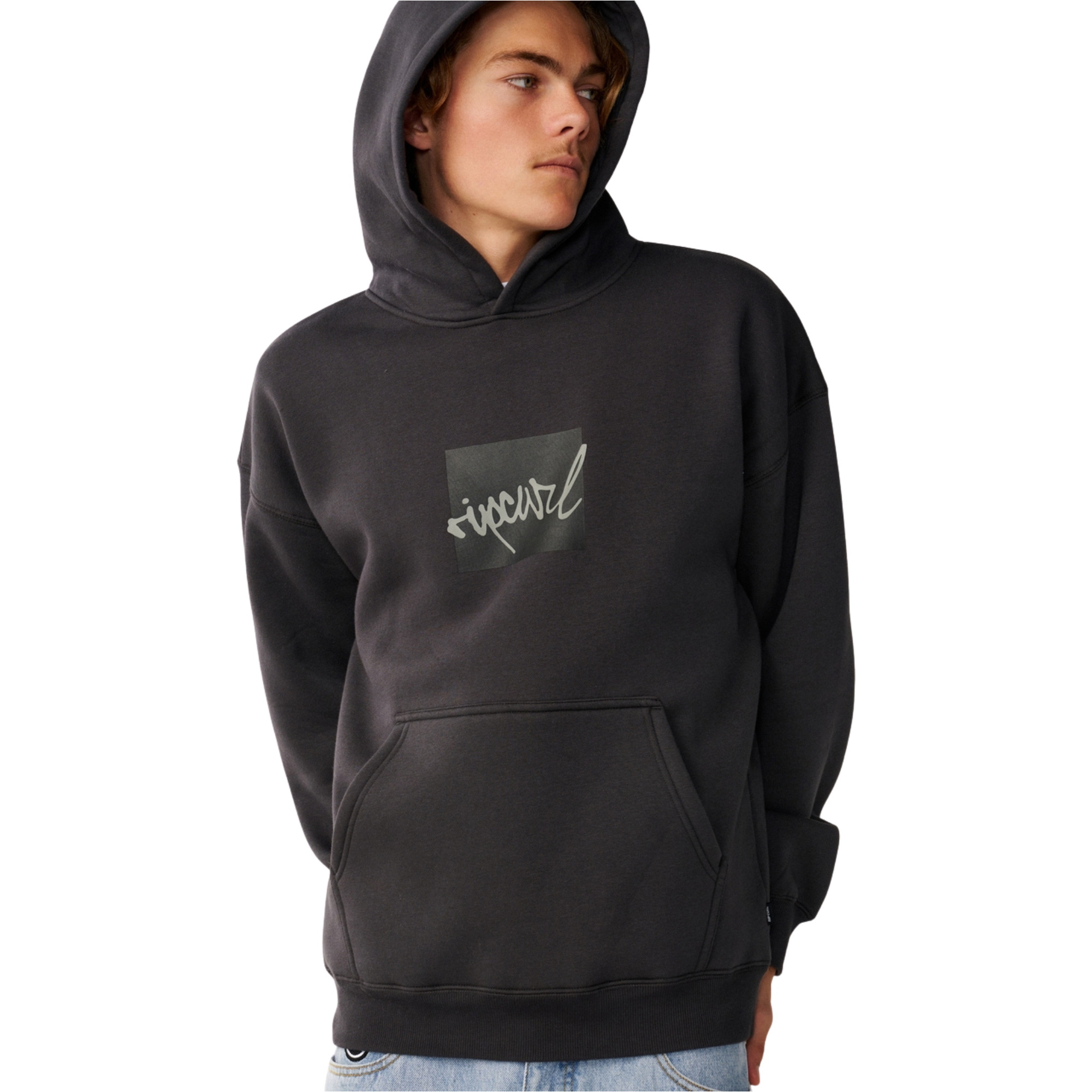 2026 Rip Curl Mens Rip Script Icon Hoodie 0F7MFL - Washed Black